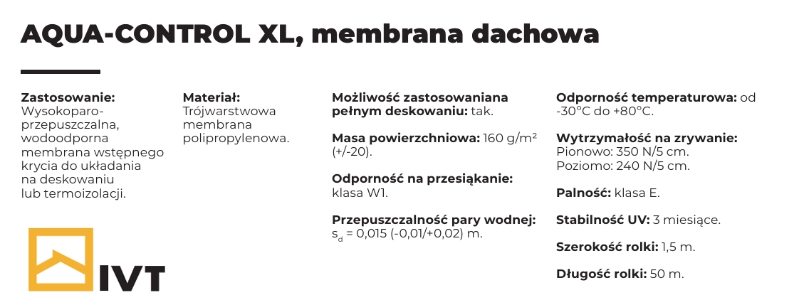 Membrana dachowa IVT AQUA CONTROL XL